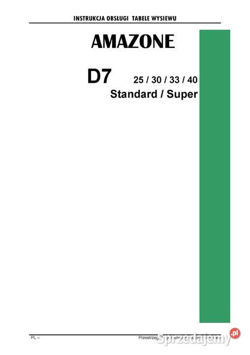 Amazone D4 D5 D7 D8 DL E tabele wysiewu wielkopolskie Szamotuły
