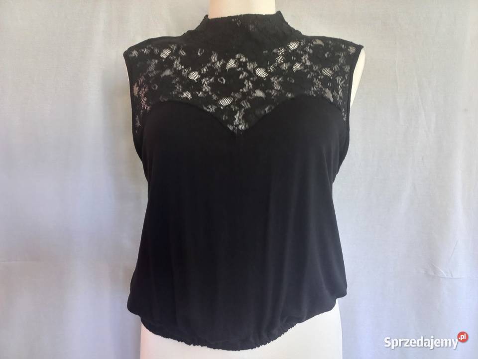 BLUZKA czarna BEZ RĘKAWÓW koronka r 3840 NOWA Rozmiar 38(M)