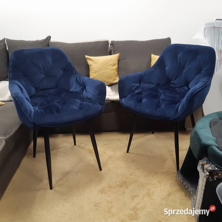 KRZESŁA welur NOWE z ekspozycji granatowe LOFT 4 87cm Ostrowiec Świętokrzyski