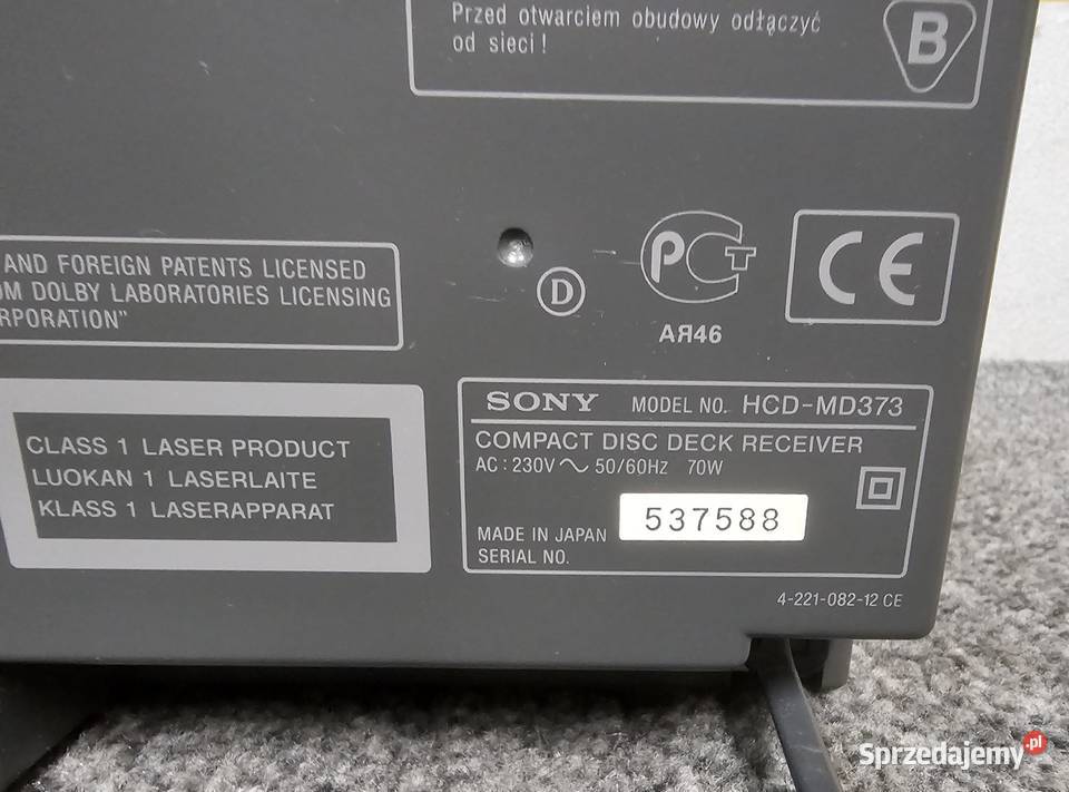 Wieża stereo Sony DHCMD373 MiniDisc Wysyłka Kraków