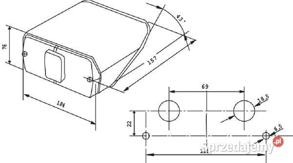 Lampa tylna zespolona 184x76mm lewa Cobo