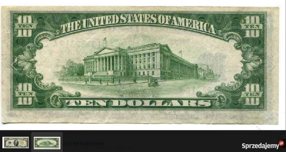 banknot 10 dolarów żółta pieczęć Warszawa