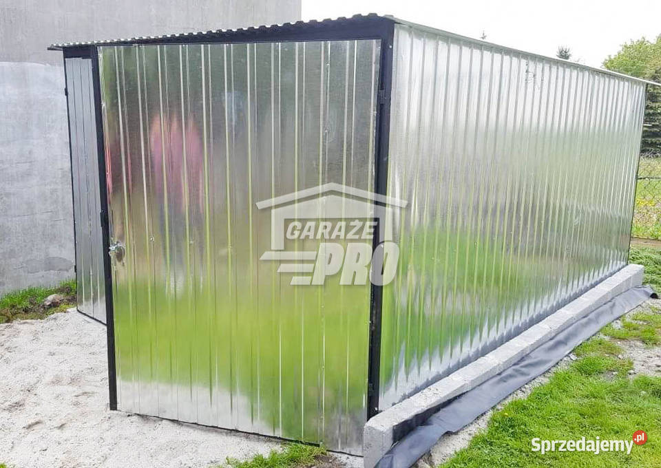 Garaz blaszany 3x5 Brama ocynk spad w tył GP185 Brzesko