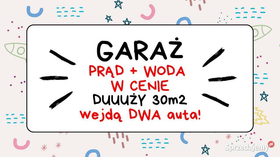 Garaż DUŻY 30m2 prąd 230v woda Metro Kabaty samodzielny