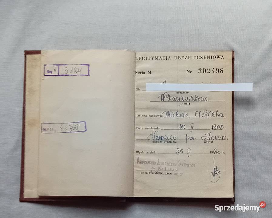 Legitymacja ubezpieczeniowa pracownika PSS Antykwariat Koźminek