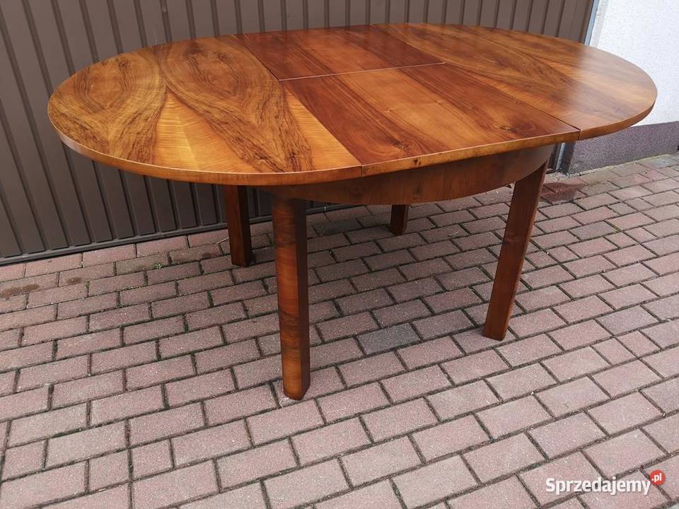 Stół ArtDeco Okrągły Orzech Zgrabny Antyk Stary wielkopolskie Swarzędz