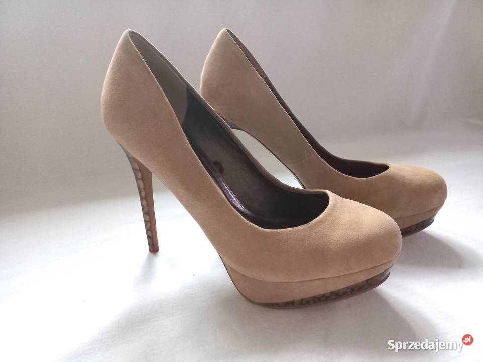 SZPILKI brąz Zara PLATFORMA zamsz EKO r 385 NOWE Białystok