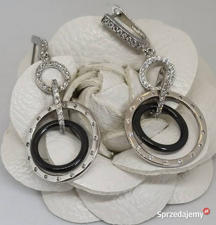 Eleganckie kolczyki ceramiczne srebrne zachodniopomorskie Kołobrzeg