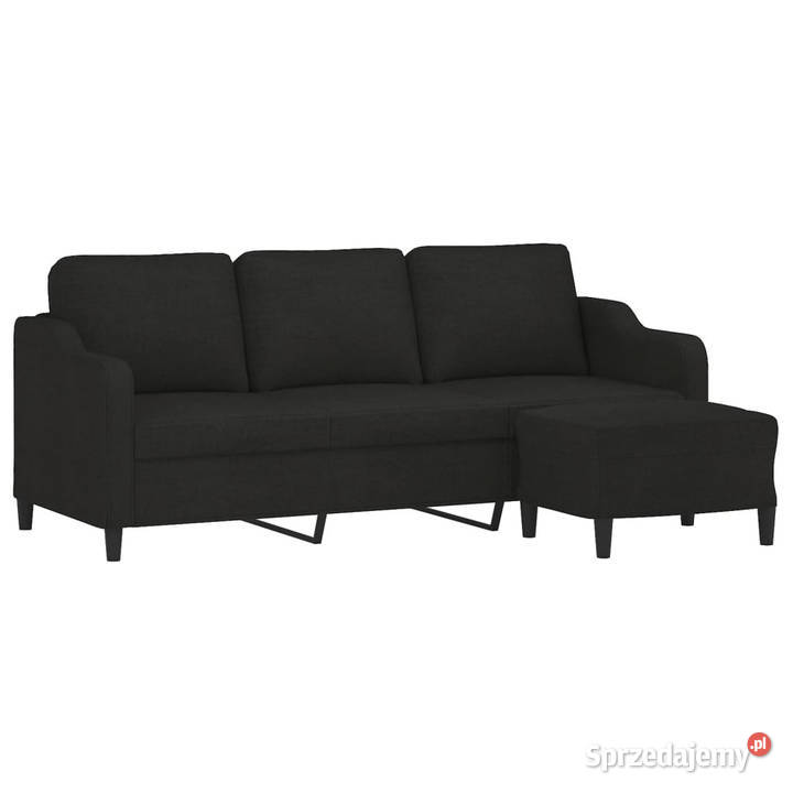 3osobowa sofa z podnóżkiem czarna 180 tkaniną mazowieckie Warszawa