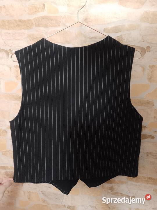 42XL Ekskluzywna czarna kamizelka garniturowa w
