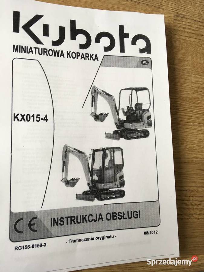 dtr instrukcja obsługi koparka kubota kx0154 i sprzedam