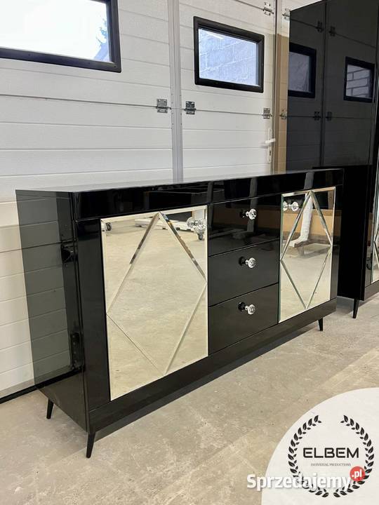 Komplet komoda witryna czarny połysk w stylu Warszawa