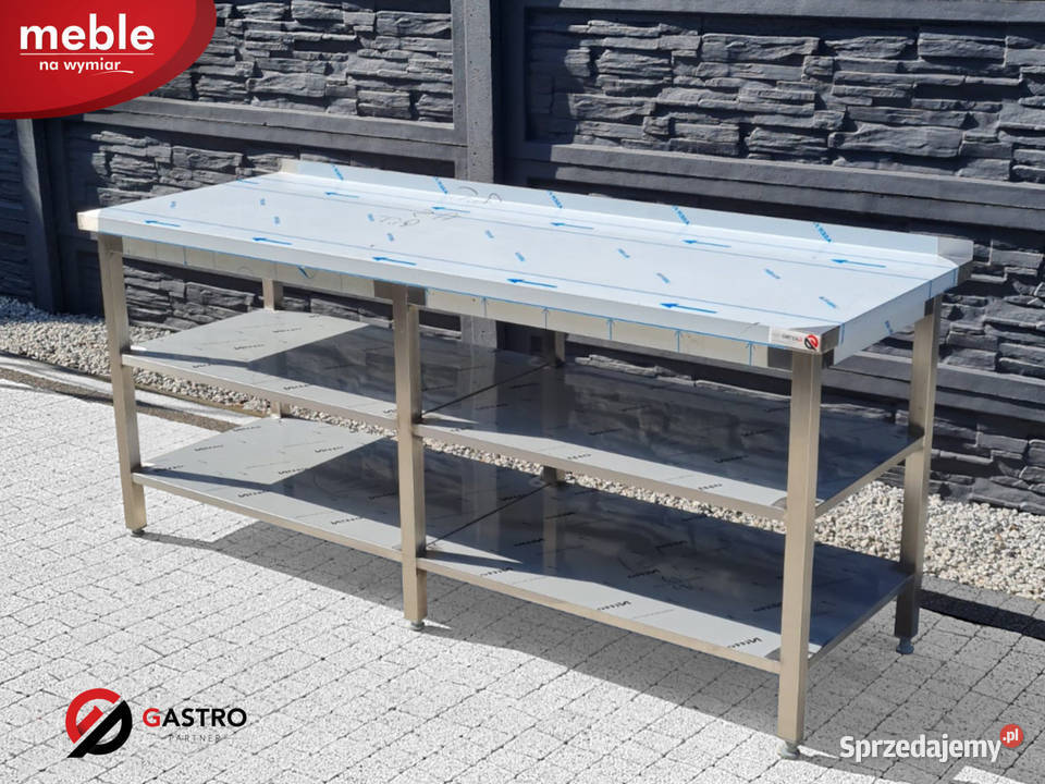 Stół przyścienny gastronomiczny z dwoma półkami Gastronomia Ostrów Wielkopolski