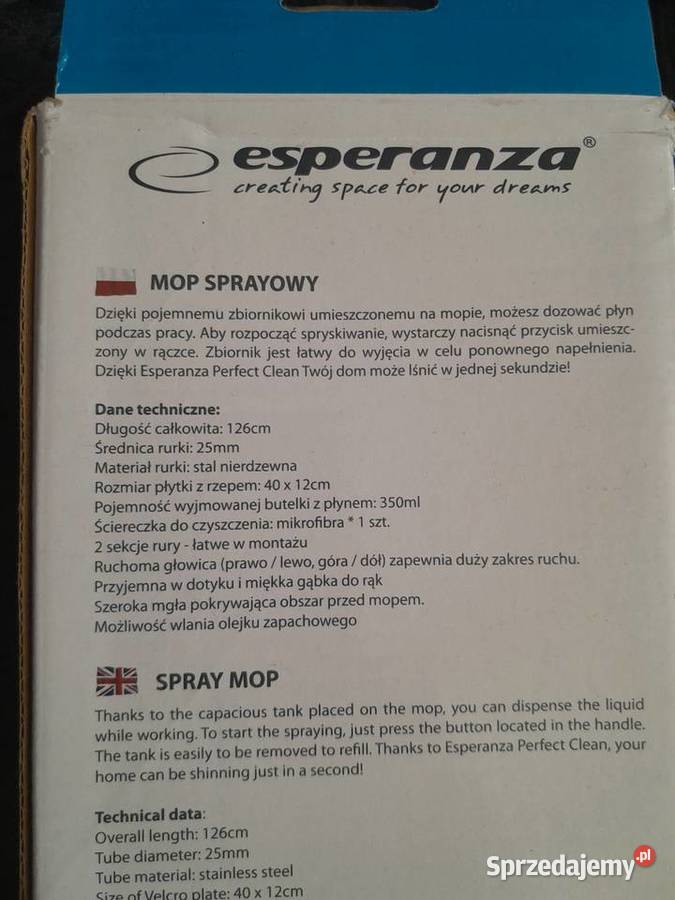 Esperanza Mop Ze Spryskiwaczem Perfect Clean 002 małopolskie Wieliczka