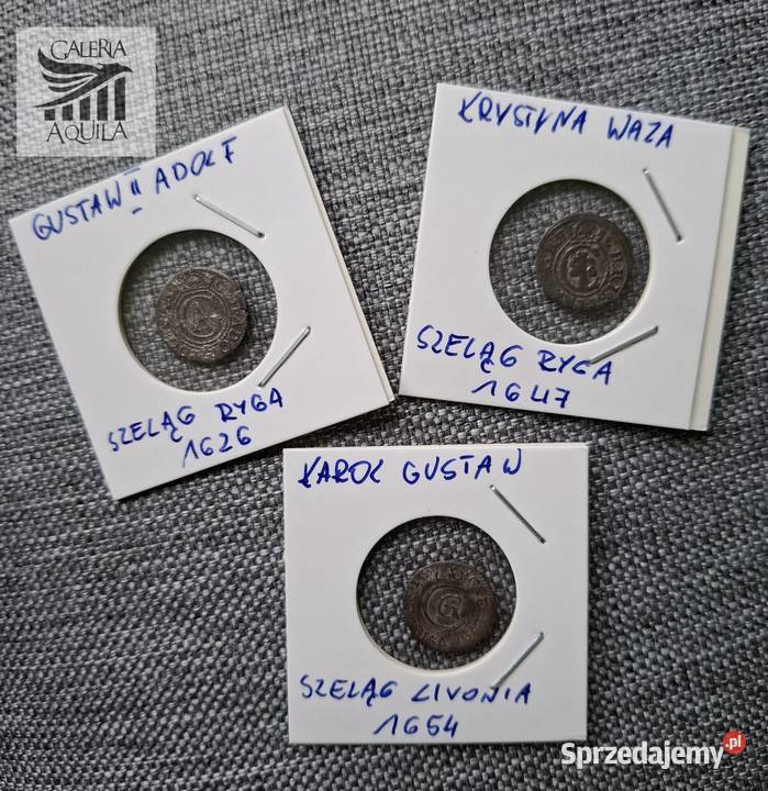 3 Szeląg inflancki Gustaw Adolf Krystyna Karol