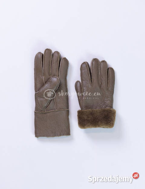 Klasyczne oliwkowe rękawiczki damskie ze skóry Dla kobiet Szaflary