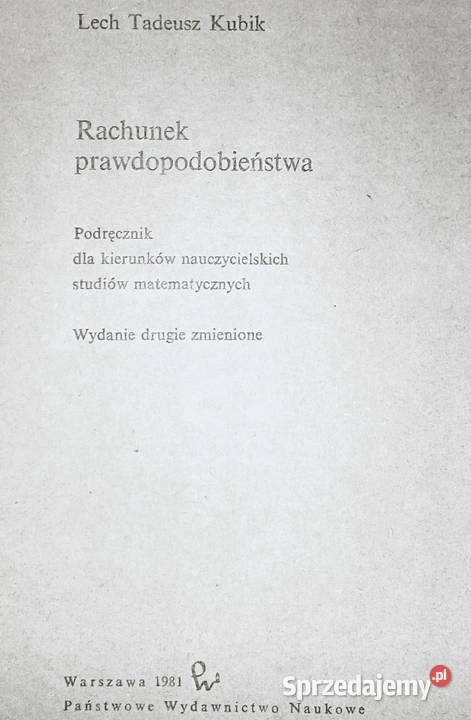 Rachunek prawdopodobieństwa Lech Tadeusz Kubik lubelskie Chełm