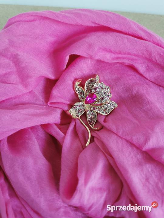 Broszka damska elegancki złotoróżowy kwiat Dla kobiet Kraków