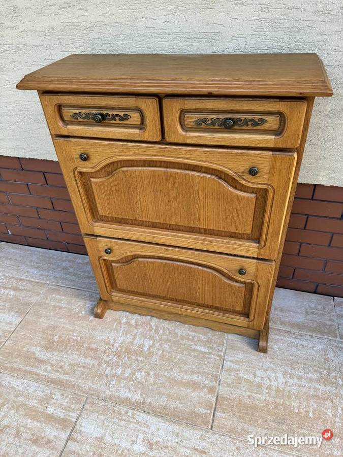 Szafka na buty dębowa wąska stylowa komoda Sulbiny