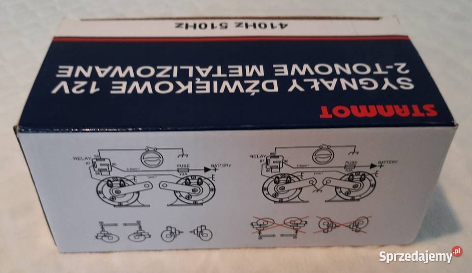 Klakson metalizowany wysoki ton 510Hz 12V AT1647 Części samochodowe