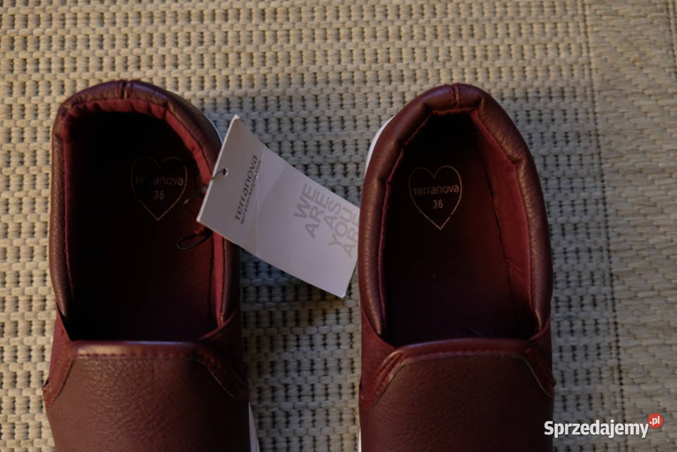 Burgundowe trampki tenisówki buty slip on Półbuty Toruń