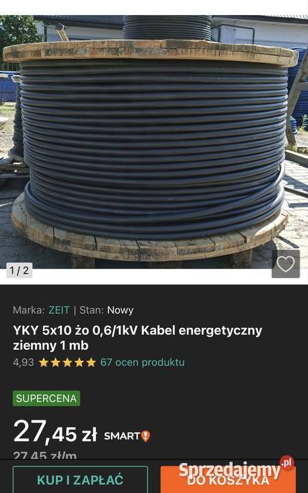 Kabel 5x10 Czarny Dunajec