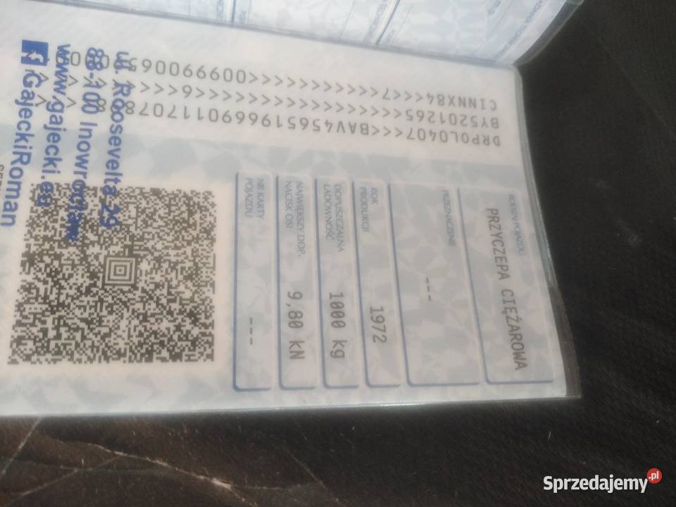 Przyczepka pozostałości towarowe Strzelno