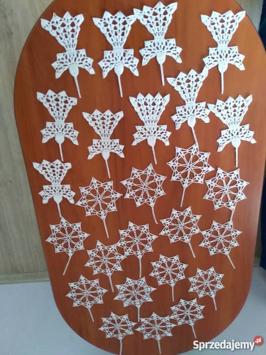 Ozdoby szydełkowe Boże Narodz aniołki gwiazdki Libiszów-Kolonia