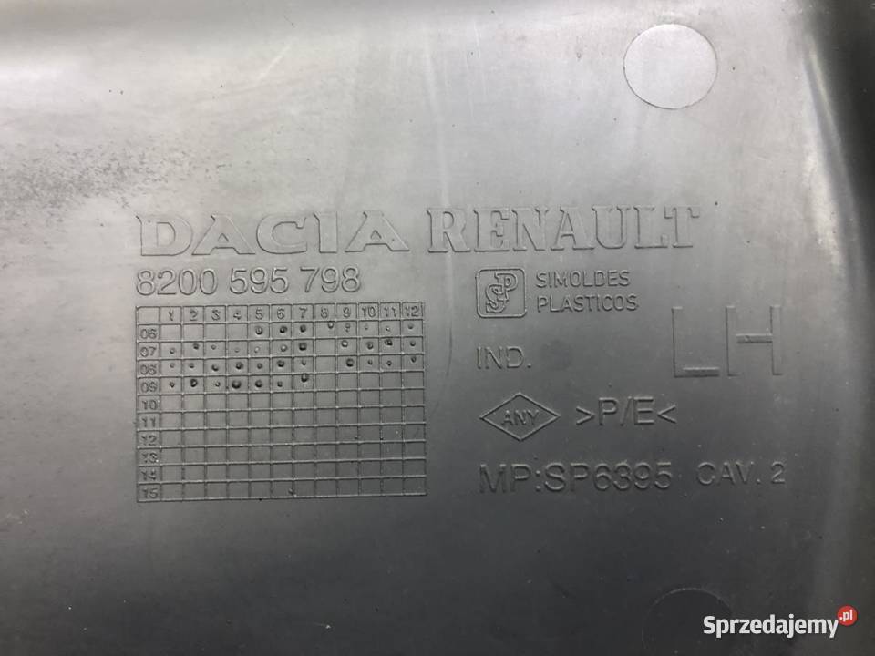 OSŁONA SILNIKA LEWA DACIA SANDERO I 8200595798 osobowe Karoseria