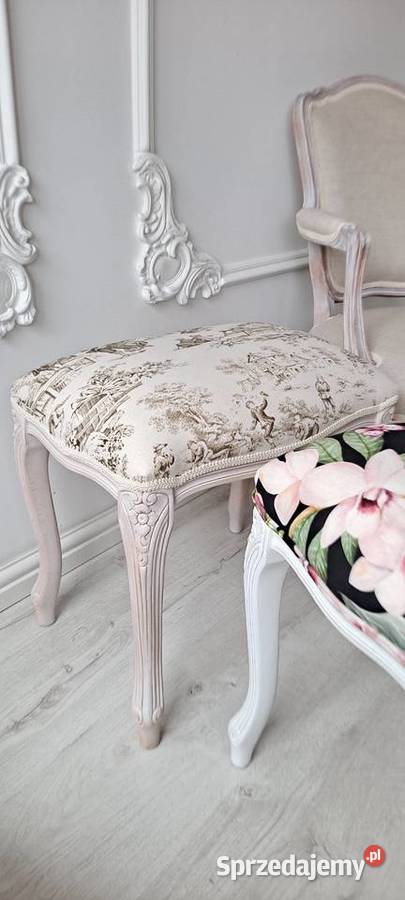 Stylowa pufa podnóżek stołek róża kwiaty Schabby 47cm Szczecin