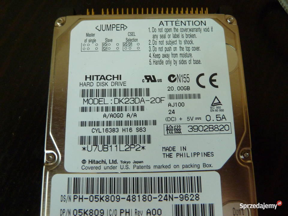 dysk PATA ATA do laptopa 25 cala w 100 20GB Warszawa
