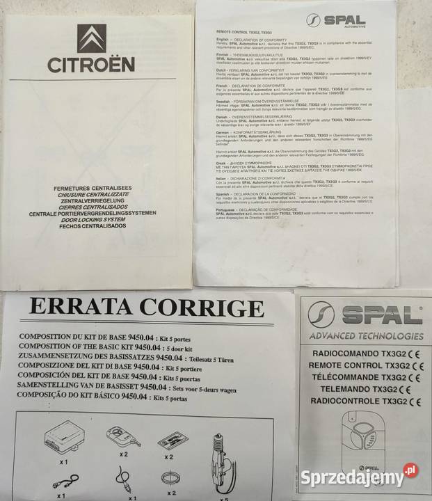 ZESTAW CENTRALNEGO ZAMKA CITROEN BERLINGO 945004 lubelskie