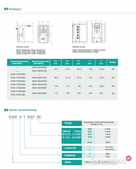 Falownik Simphoenix 1x230V 22kW 10A E5002S0022B Czarnylas