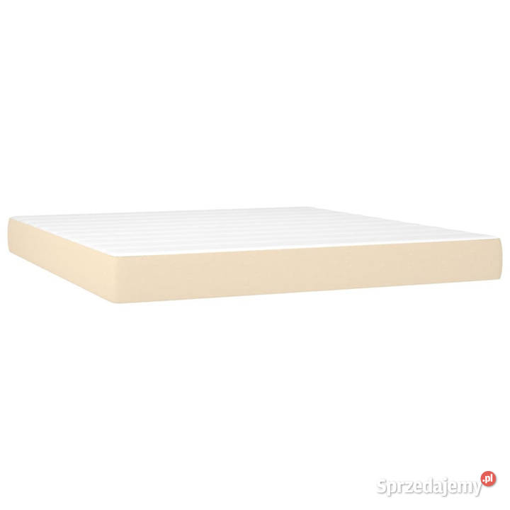 Łóżko kontynentalne z materacem kremowe tkanina 88cm Łóżka Łóżka i materace