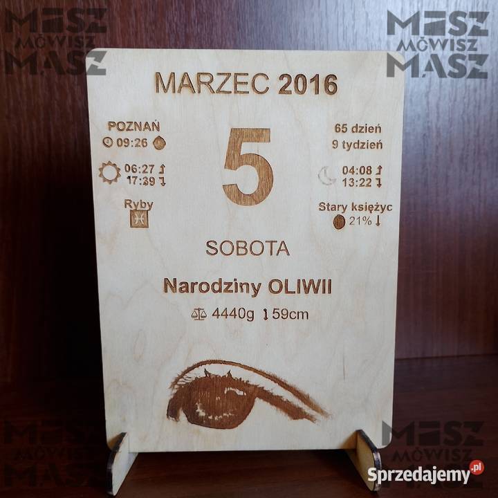 Karta z kalendarza Urodziny Witaj na świecie sprzedam