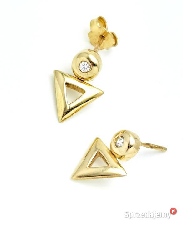 Kolczyki Złote pr585 Trójkąty na sztyftach Z167 wielkopolskie