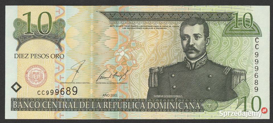 DOMINIKANA 10 PESOS 2001 STAN BANKOWY UNC Łódź