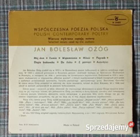 Jan Bolesław Ożóg płyta winylowa płyta czyta płyta winylowa Łódź sprzedam
