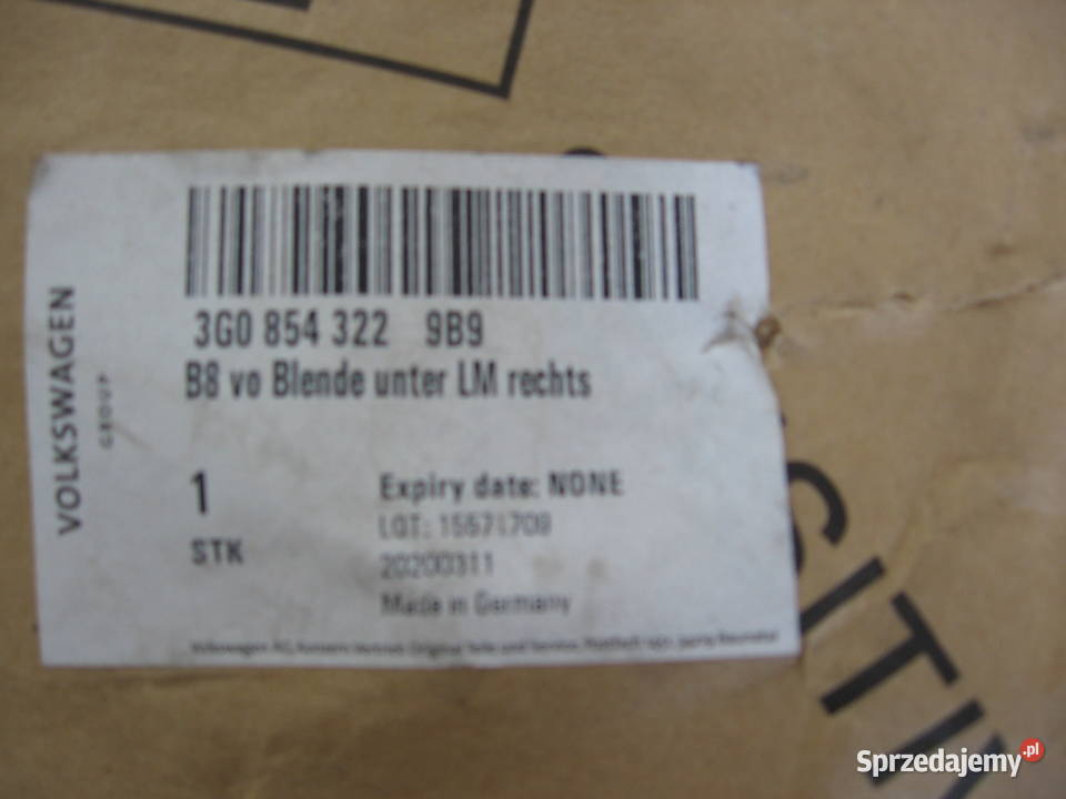 3G0854322 9B9 VW Passat B8 Listwa zderzaka Warszawa sprzedam