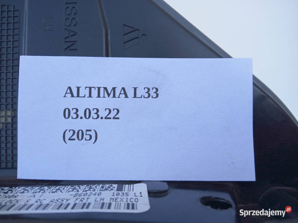ZAMEK DRZWI LEWY PRZÓD NISSAN ALTIMA L33 Nowy Tomyśl