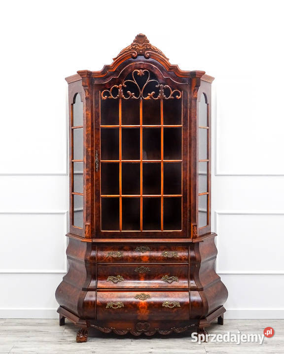 Stylowa Wysoka WITRYNA Drewniana Witryna na 214cm Kredensy i witryny Kalisz