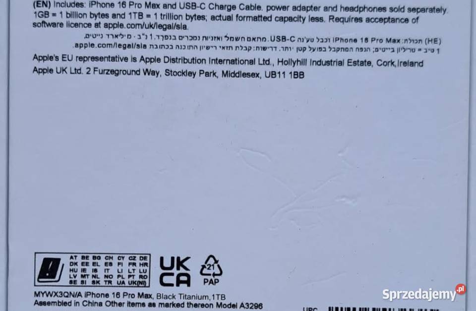 iPhone 16 Pro z 1TB Nowa Jabłona