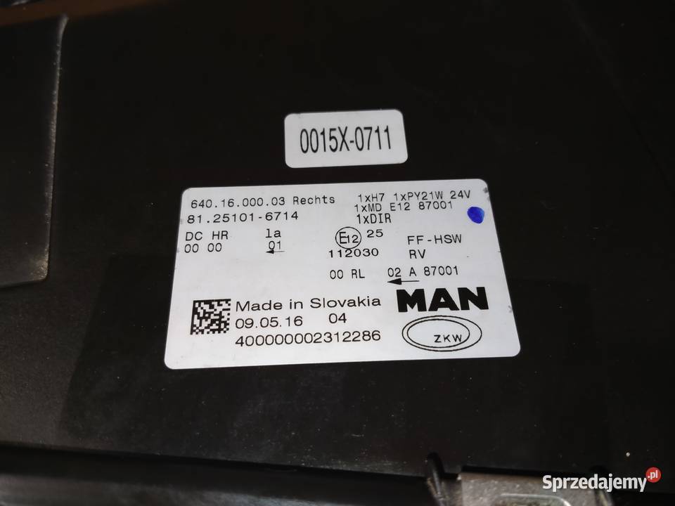 MAN TGX TGS EURO 6 LIFT XENON PRAWY 81251016714 Kargowa sprzedam
