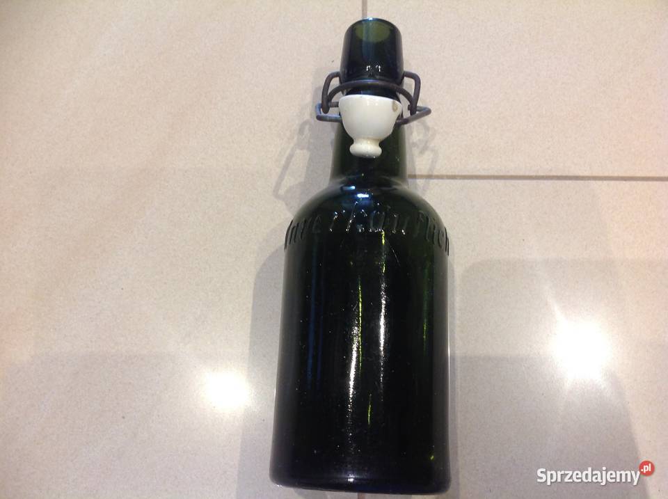 Stara Butelka z Porcelanką Szklana Haselbach