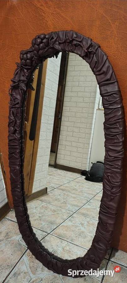 Stare lustro w skórzanej ramię skórzana rama Mielec