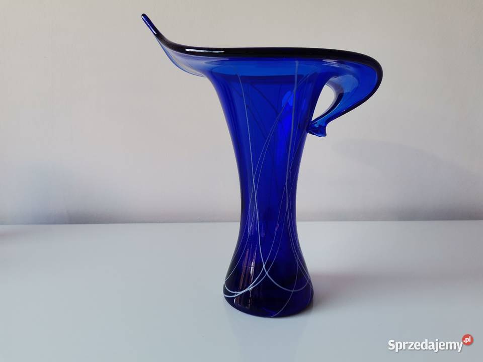 Stary niebieski wazon Kalia w oplocie szkło Porcelana i szkło Katowice sprzedam