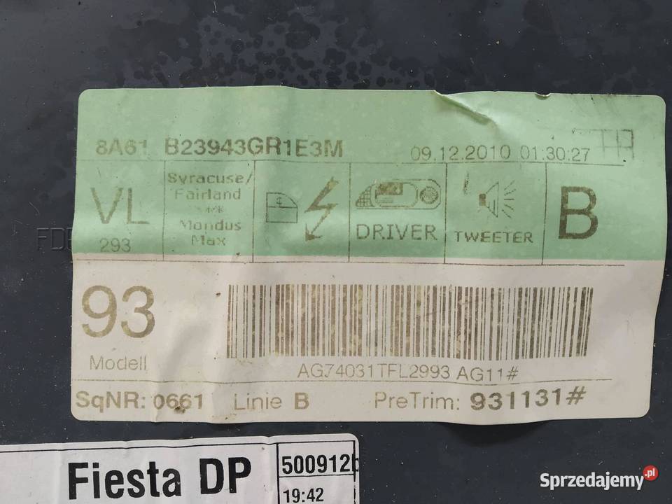 TAPICERKA BOCZEK LEWY PRZÓD 3D KIEROWCY Ford