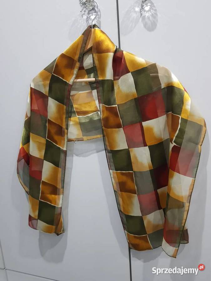 Długi lekki damski szal chusta w kratkę Dąbrowa Górnicza