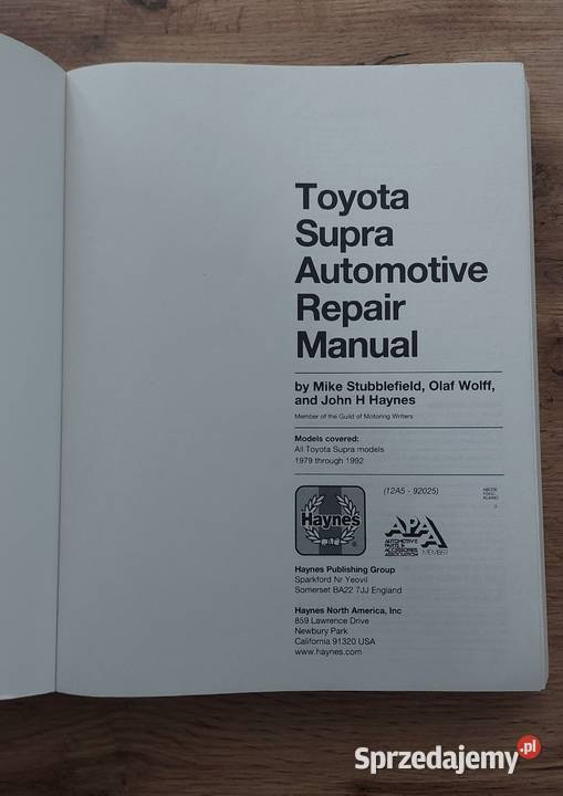 Książka TOYOTA Celica Supra 7992 instrukcja dolnośląskie Wrocław