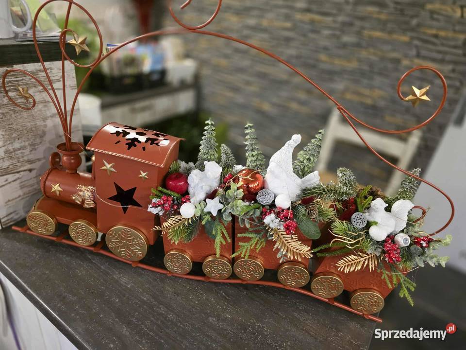 Pociąg czerwony biały dekoracja bożonarodzeniowe Wilkowice sprzedam